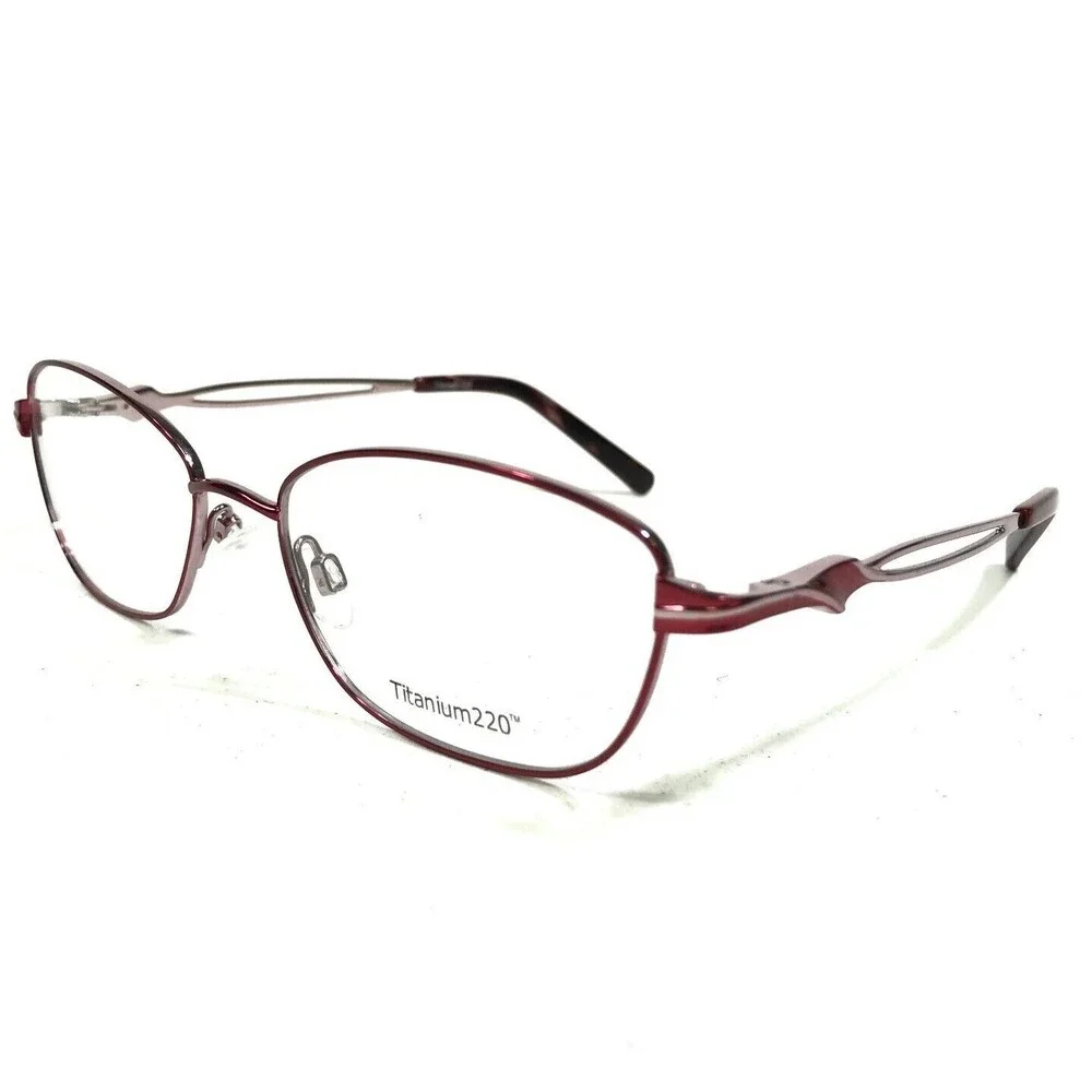 Titanium 220 T220-04 COL 30 Eyeglasses Frames Red Oval Full Rim 55-18-135